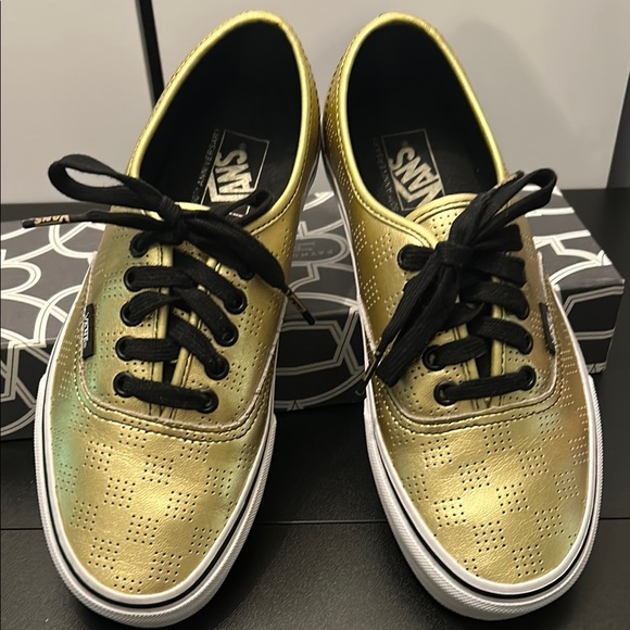 Vans Other - Vans Solid Gold Authentic 50th Anniversary Checkerboard Sneakers M- 6.5 W- 8.0